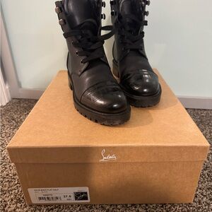 Christian Louboutin Black Leather Combat Boots